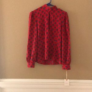 Stone Cole Fox Red Key Hole Blouse Size 2